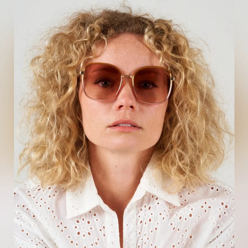 NEW CHLOE CH0031SA 002 59mm Pink Gold Oversized Sunglasses Italy - Picture 5 of 14